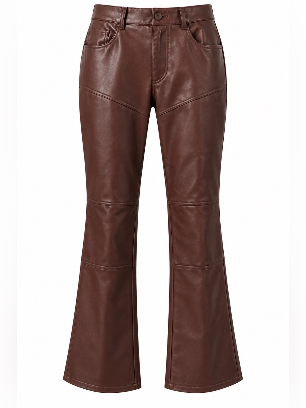 Erika Faux Leather Brown Flare Pants Size 7 Y2K Moto Goth